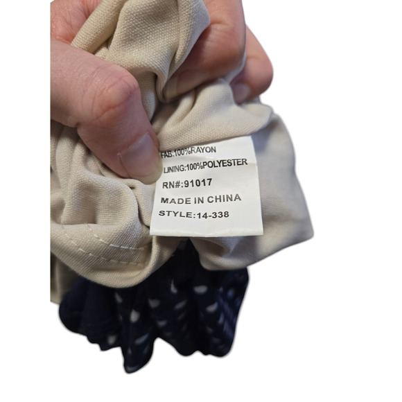 Solitaire floral and polkadot blue and white sleeveless dress, size small - Picture 4 of 4